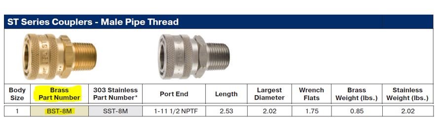ST Series 1" Brass Body 1" NPT Male Thread - Image 2